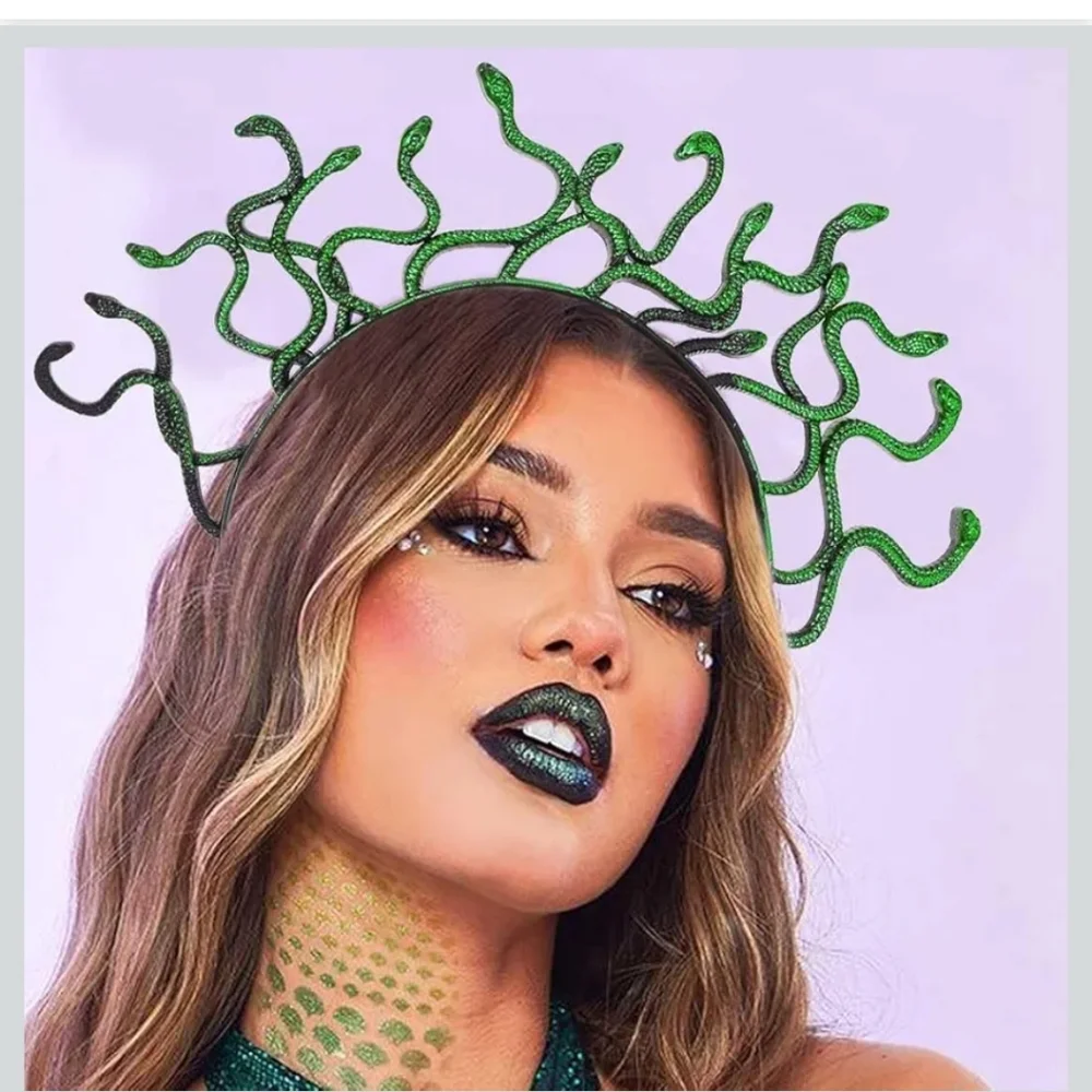 BARTOSI Snake Headband Green Medusa Headpiece Halloween Costume Hair Accessories